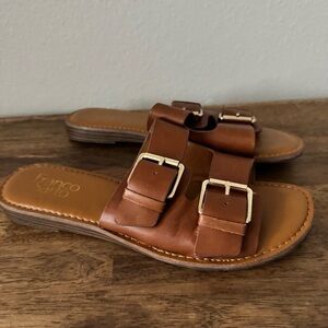 Franco Sarto Tan Leather Sandals with Buckles